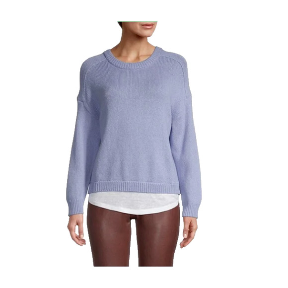 Brochu Walker Corbin Layered Crewneck Sweater Cashmere Cotton Blue